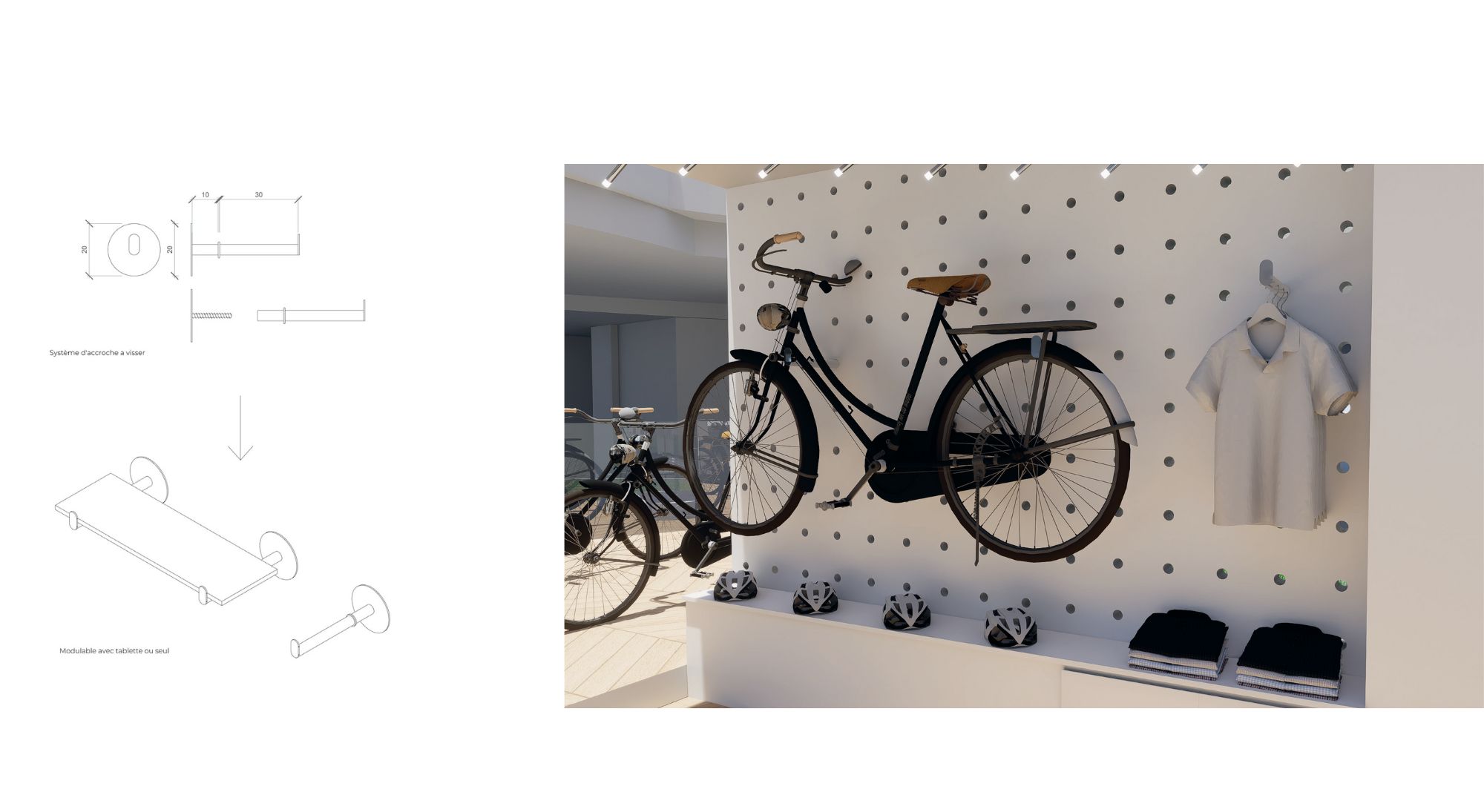 Plan technique structure modulaire pour retail éphémère