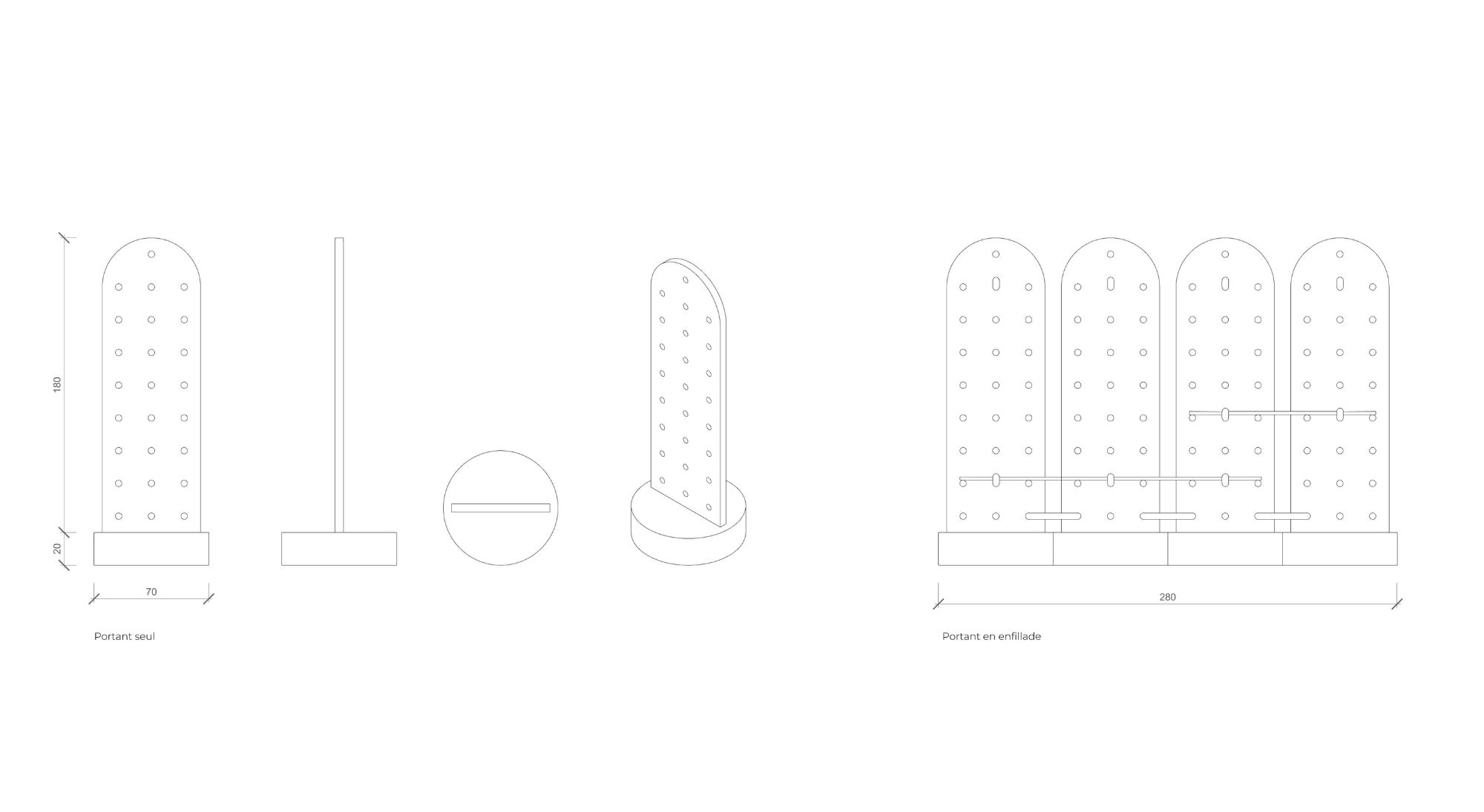 Plan technique structure modulaire pour retail éphémère